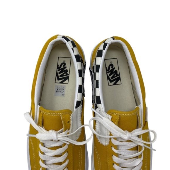 VANS Slip On Sneakers Yellow Suede Check Shoes For Men Skate Custom ALSU01256 - Picture 10 of 11